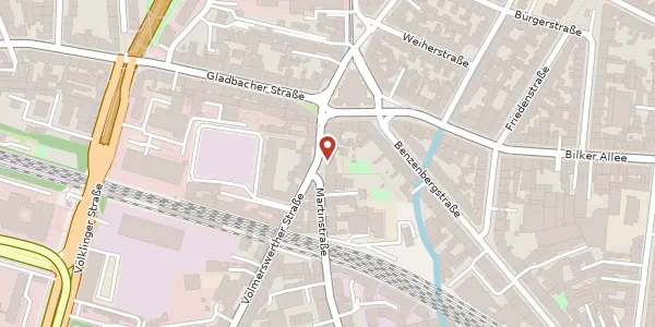 Karte der Umgebung von Martinstr. 12, 40223 Düsseldorf
