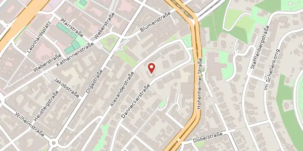 Karte der Umgebung von Danneckerstraße 18, 70182 Stuttgart