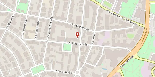 Karte der Umgebung von Ulmenstr. 23-25, 60325 Frankfurt