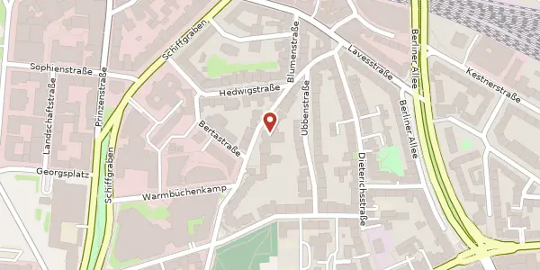 Karte der Umgebung von Warmbüchenstraße 16, 30159 Hannover