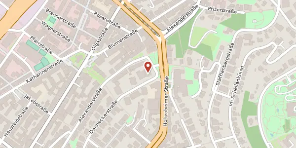 Karte der Umgebung von Danneckerstraße 4, 70182 Stuttgart