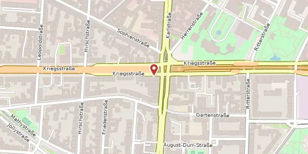 Karte der Umgebung von Kriegsstrasse 49, 76133 Karlsruhe