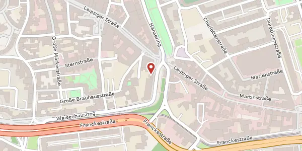 Karte der Umgebung von Waisenhausring 14, 06108 Halle (Saale)