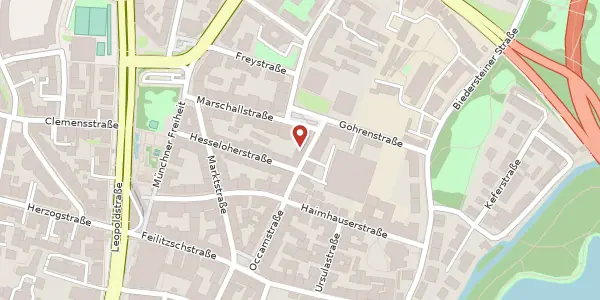 Karte der Umgebung von Occamstr. 17, 80802 München