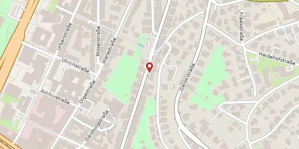 Karte der Umgebung von Alexanderstraße 3, 70184 Stuttgart