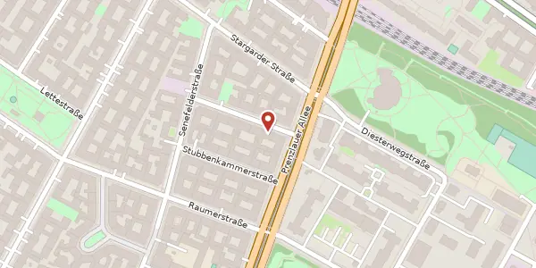 Karte der Umgebung von Hiddenseer Straße 12, 10437 Berlin
