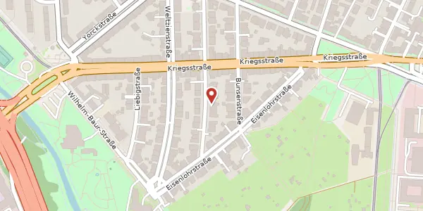 Karte der Umgebung von Hübschstr. 21, 76135 Karlsruhe