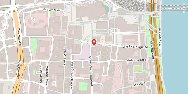 Karte der Umgebung von Am Hof 28, 50667 Köln