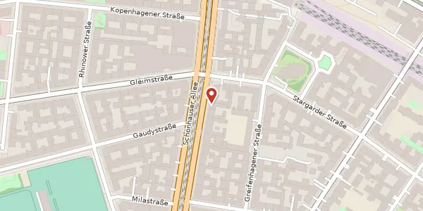 Karte der Umgebung von Schönhauser Allee 70 a, 10437 Berlin