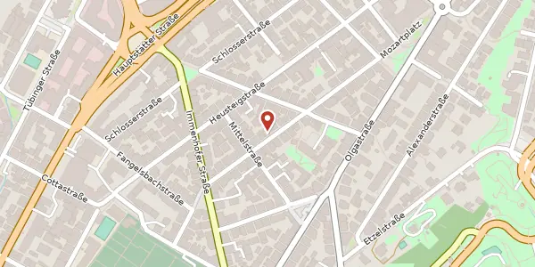 Karte der Umgebung von Mozartstraße 36a, 70180 Stuttgart