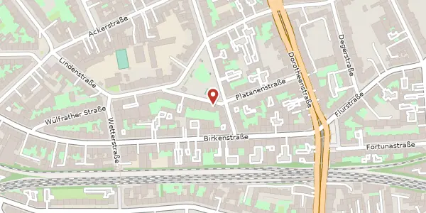 Karte der Umgebung von Platanenstr. 19, 40233 Düsseldorf
