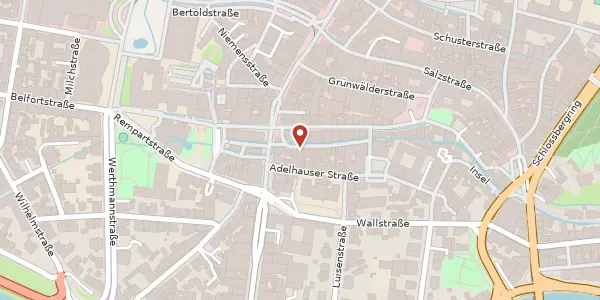 Karte der Umgebung von Fischerau 6, 79098 Freiburg im Breisgau