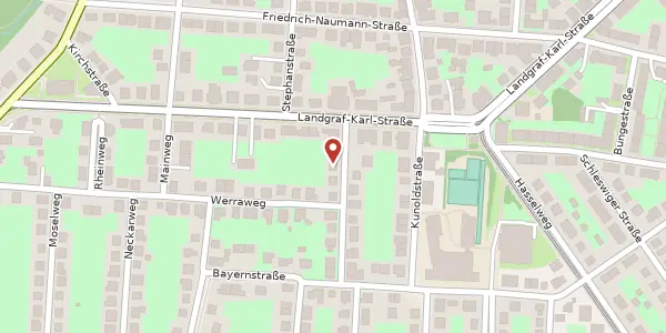 Karte der Umgebung von Sachsenstraße 4, 34131 Kassel