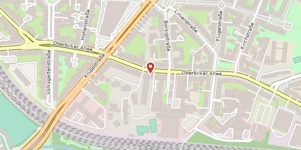 Karte der Umgebung von Oberbilker Allee 165, 40227 Düsseldorf