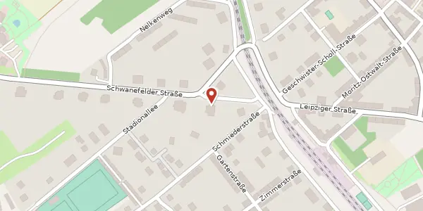 Karte der Umgebung von Schwanefelder Straße 1 b, 08393 Meerane