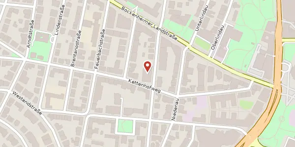 Karte der Umgebung von Ulmenstr. 37-39, 60325 Frankfurt