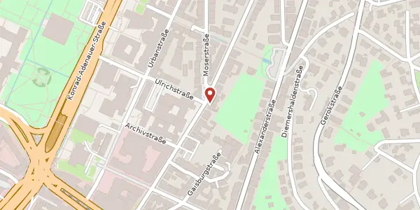 Karte der Umgebung von Olgastraße 1 B, 70182 Stuttgart