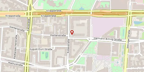 Karte der Umgebung von Hermann-Billing-Straße 14, 76137 Karlsruhe
