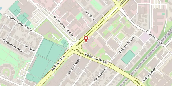Karte der Umgebung von Berliner Allee 2, 79110 Freiburg im Breisgau