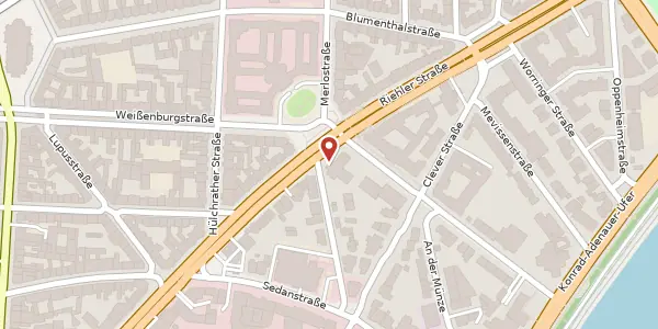 Karte der Umgebung von Riehler Str. 36, 50668 Köln