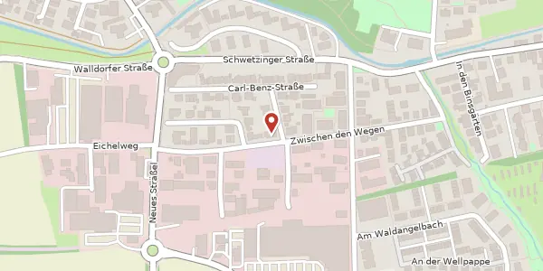 Karte der Umgebung von Zwischen den Wegen 26, 69168 Wiesloch