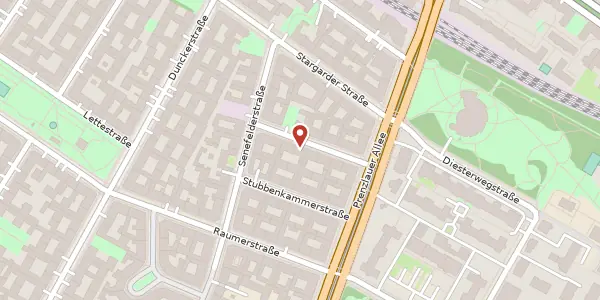 Karte der Umgebung von Hiddenseer Straße 9, 10437 Berlin