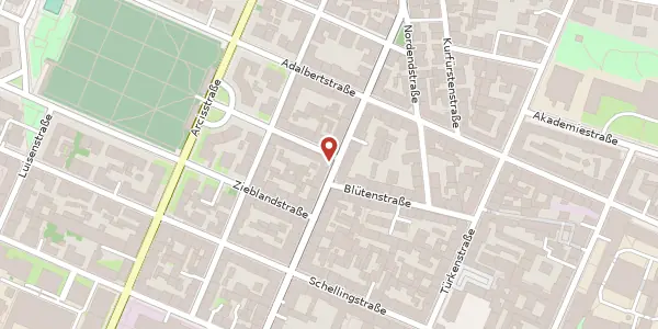 Karte der Umgebung von Barer Str. 57, 80799 München