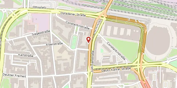 Karte der Umgebung von Justinianstraße 13-15, 50679 Köln