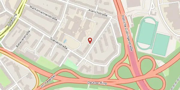 Karte der Umgebung von Alemannenstr. 22, 50679 Köln