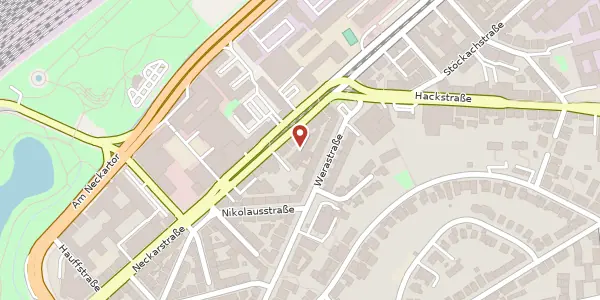 Karte der Umgebung von Neckarstraße 150A, 70190 Stuttgart