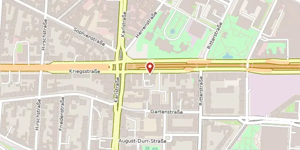 Karte der Umgebung von Kriegsstraße 45, 76133 Karlsruhe