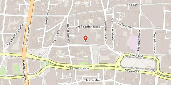 Karte der Umgebung von Mittelstraße 12-14, 50672 Köln