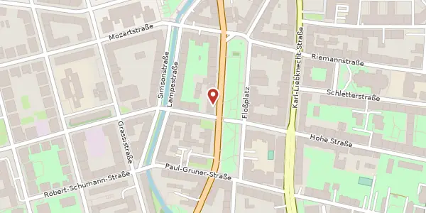 Karte der Umgebung von Floßplatz 28, 04107 Leipzig