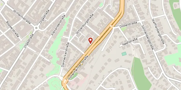 Karte der Umgebung von Hohenheimer Straße 58A, 70184 Stuttgart