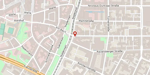 Karte der Umgebung von Niederwall 47, 33602 Bielefeld
