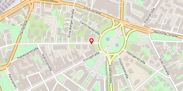 Karte der Umgebung von Theresienstraße 20, 01097 Dresden