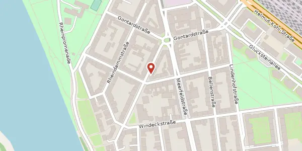Karte der Umgebung von Rheinaustr. 11, 68163 Mannheim