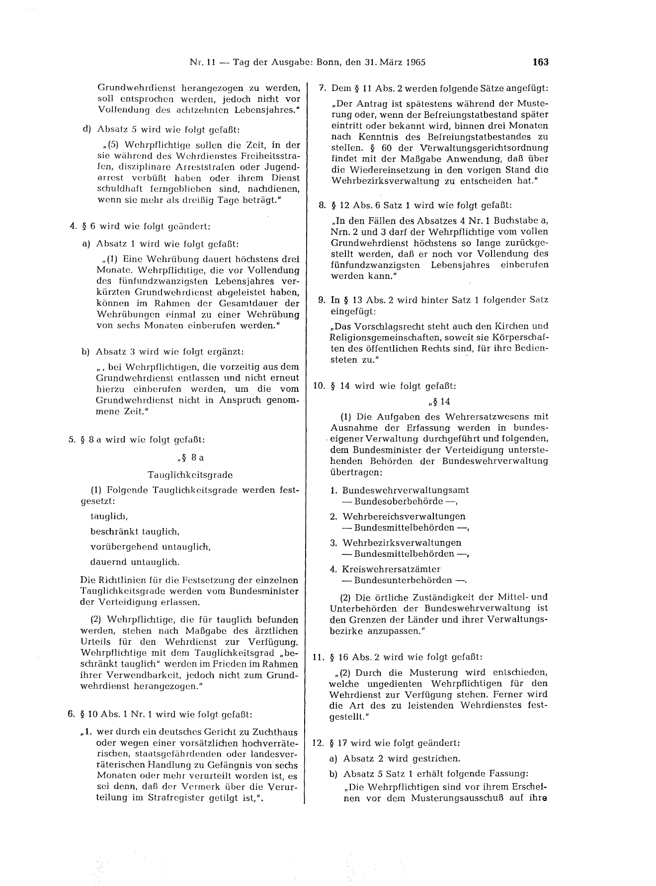 BGBl. 1965, Seite 163 — Originalseite als Abbildung