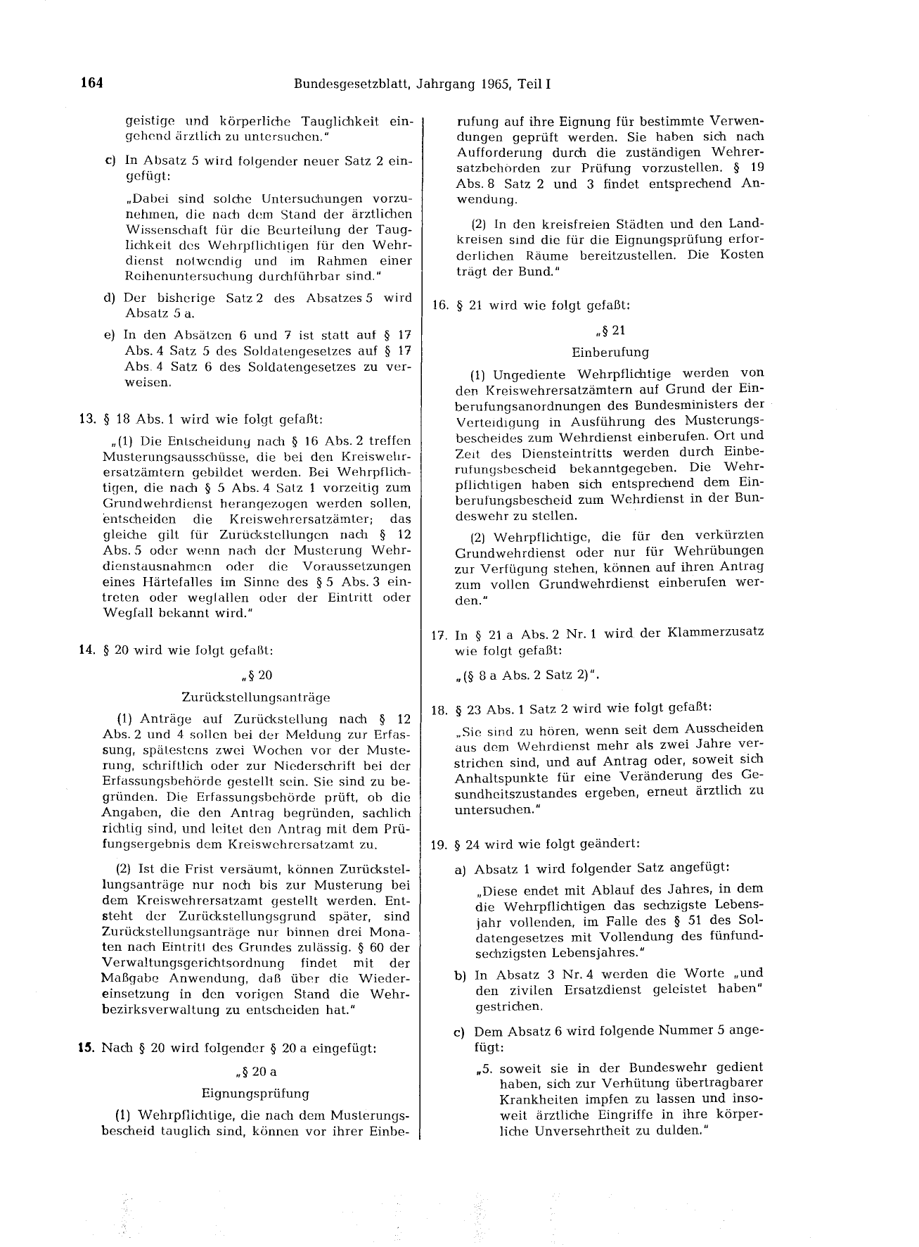 BGBl. 1965, Seite 164 — Originalseite als Abbildung