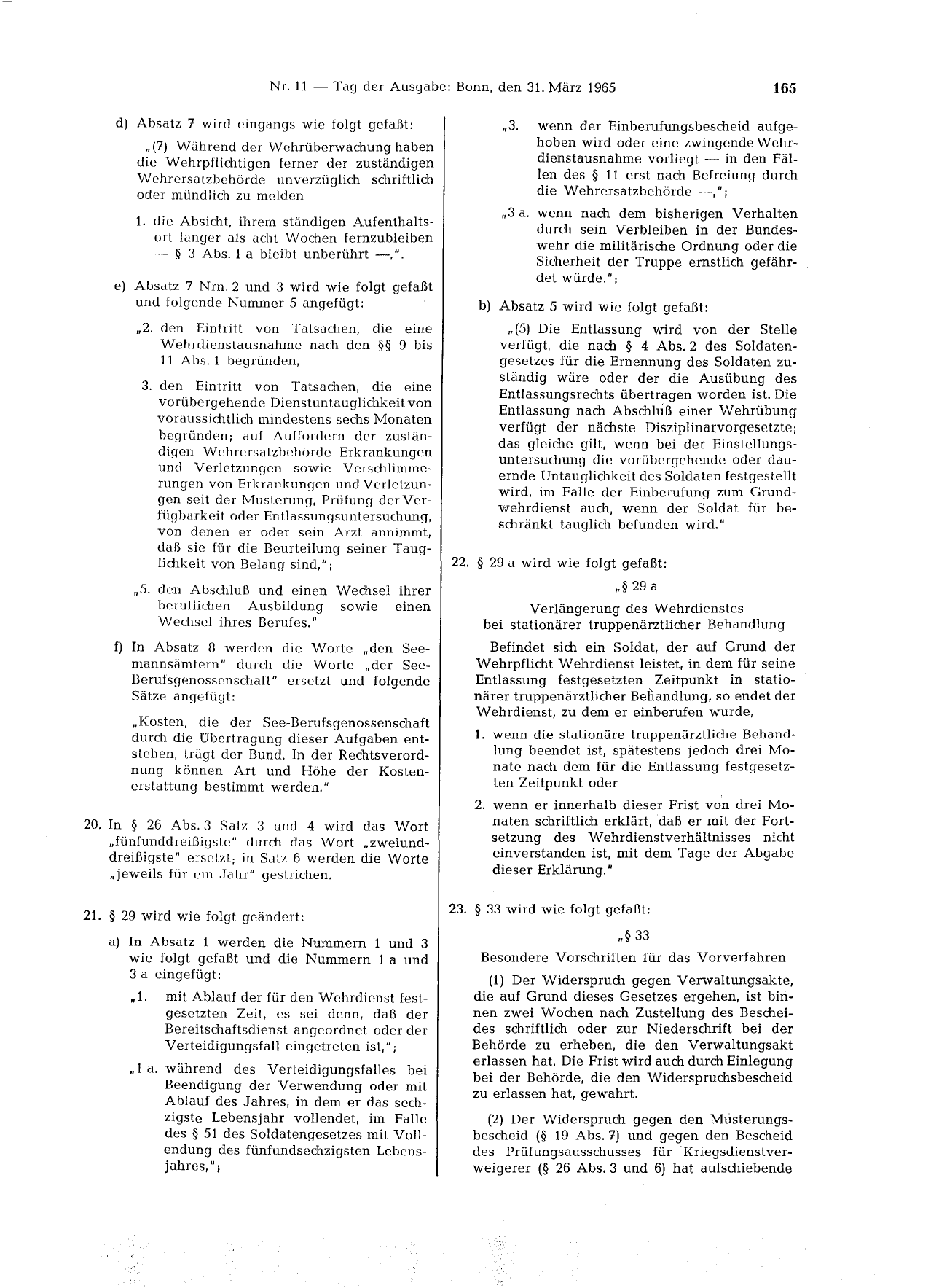 BGBl. 1965, Seite 165 — Originalseite als Abbildung
