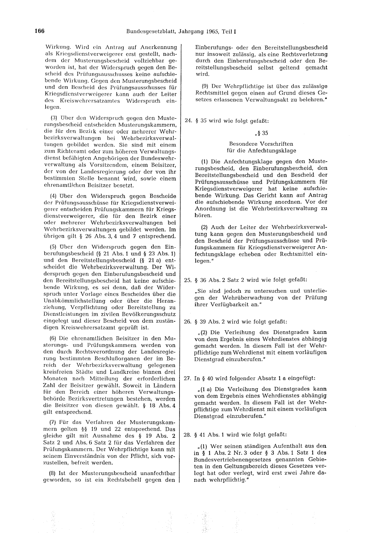 BGBl. 1965, Seite 166 — Originalseite als Abbildung