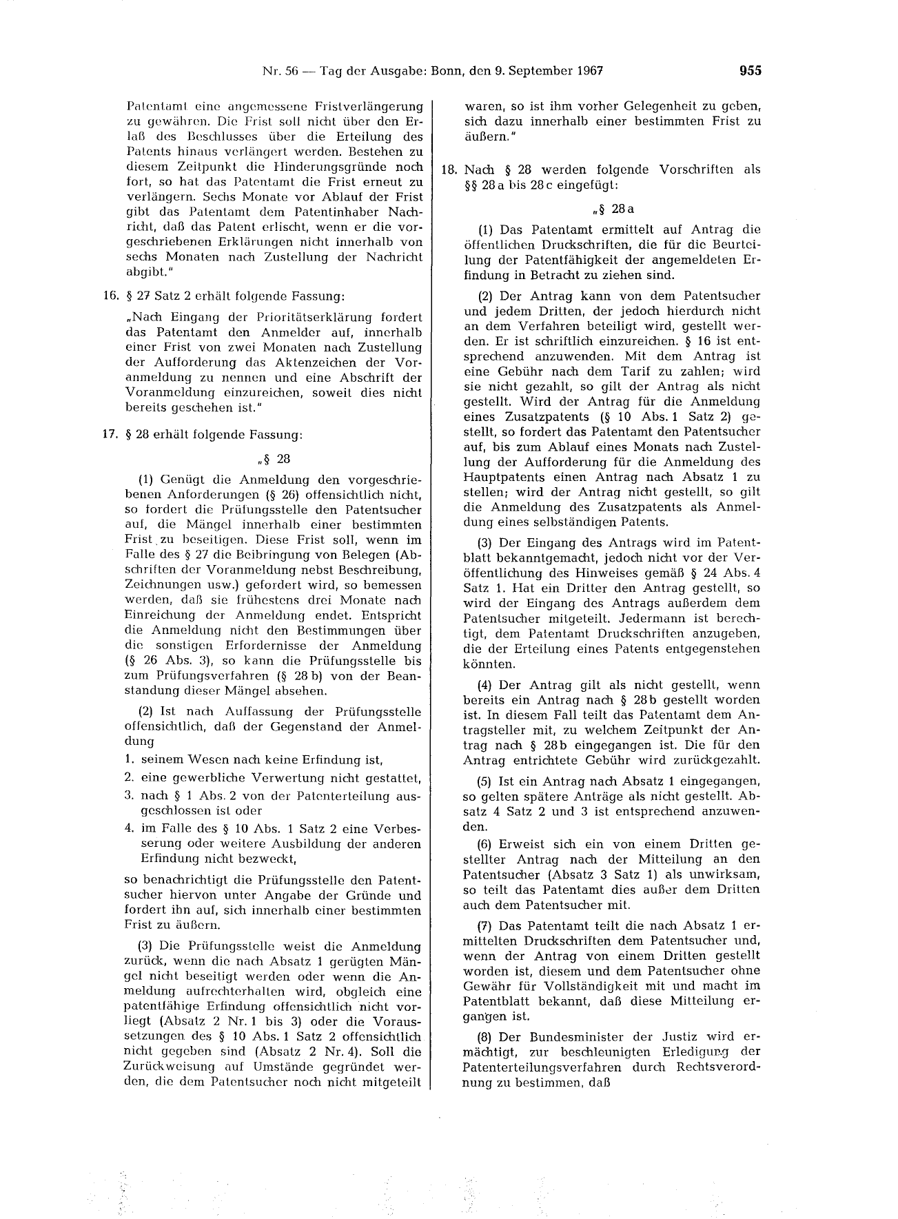 BGBl. 1967, Seite 955 — Originalseite als Abbildung