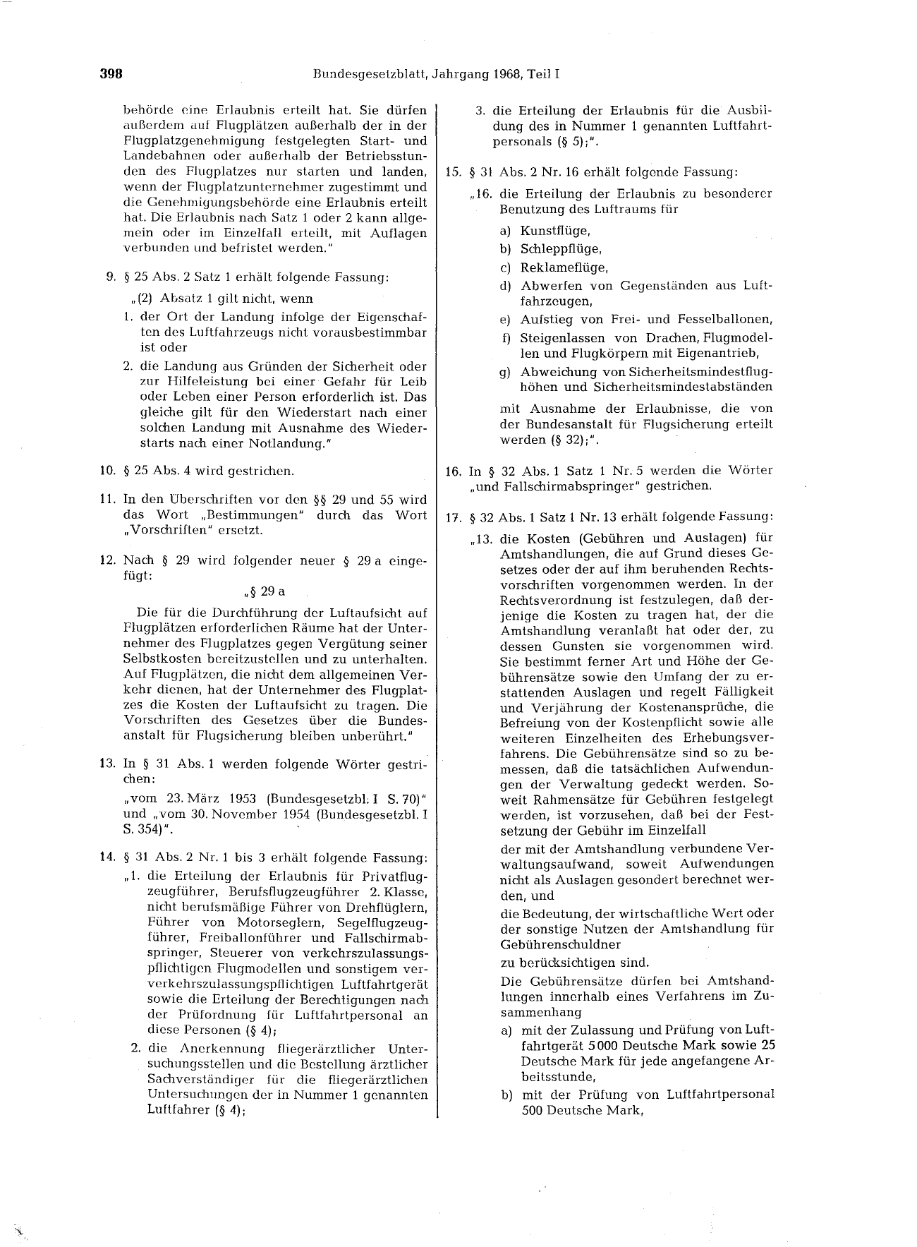 BGBl. 1968, Seite 398 — Originalseite als Abbildung