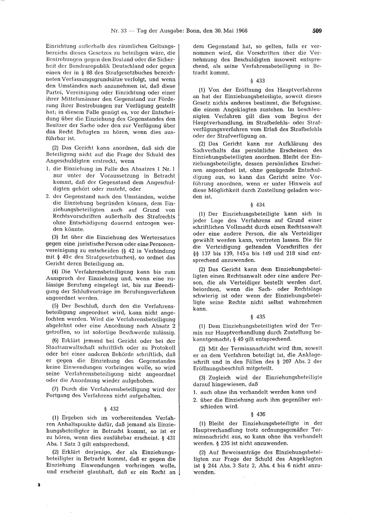 BGBl. 1968, Seite 509 — Originalseite als Abbildung