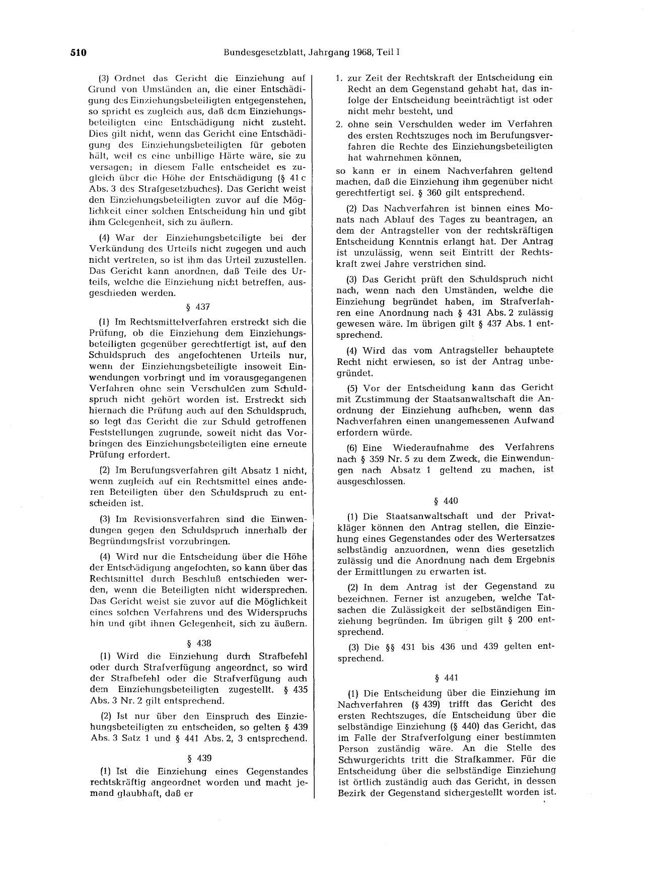 BGBl. 1968, Seite 510 — Originalseite als Abbildung