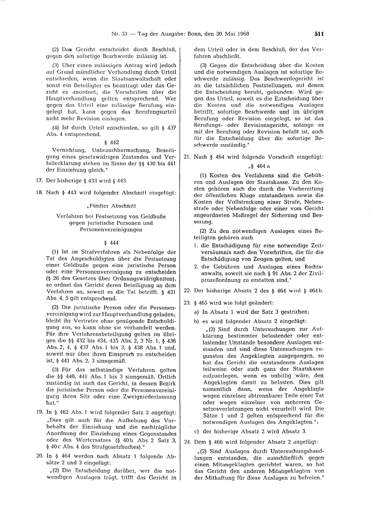 BGBl. 1968, Seite 511 — Originalseite als Abbildung
