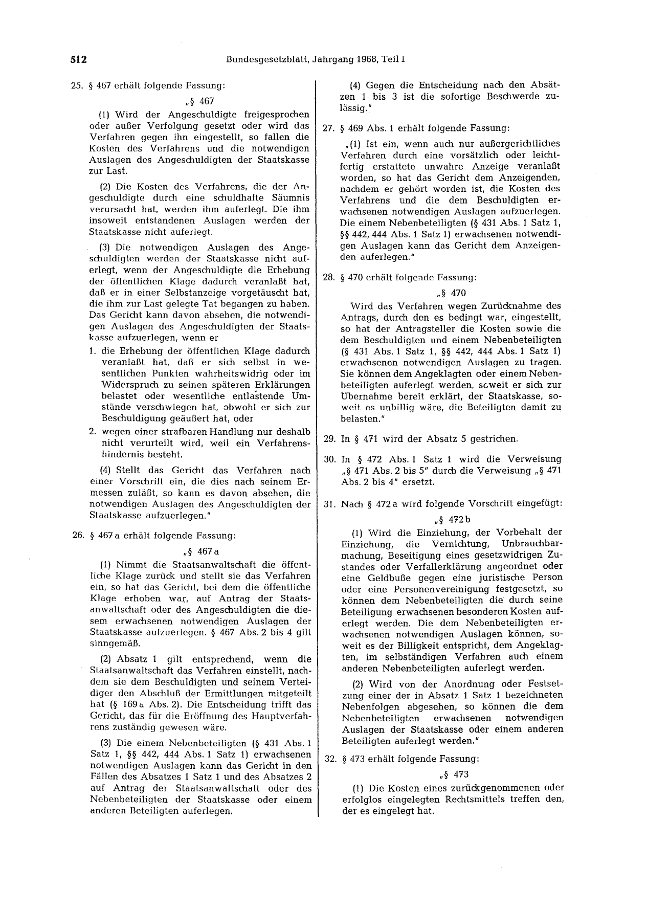 BGBl. 1968, Seite 512 — Originalseite als Abbildung