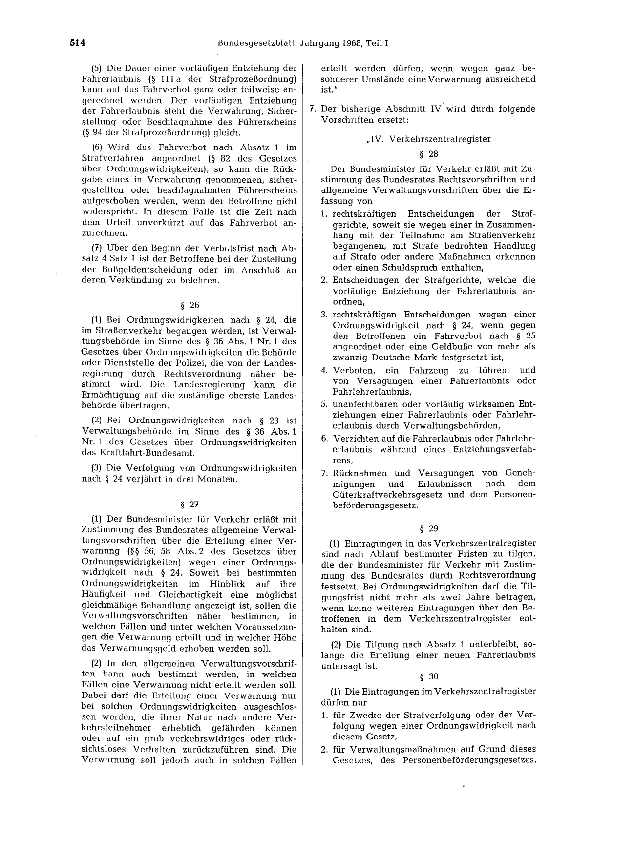 BGBl. 1968, Seite 514 — Originalseite als Abbildung