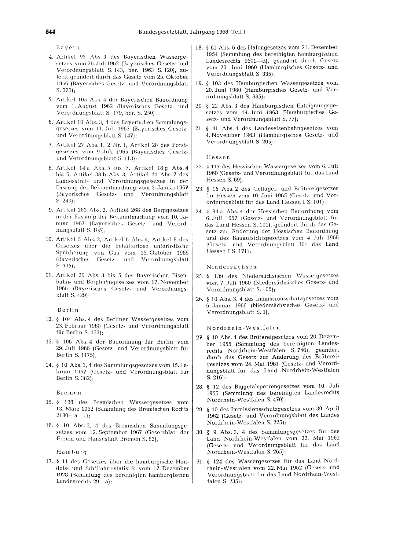 BGBl. 1968, Seite 544 — Originalseite als Abbildung