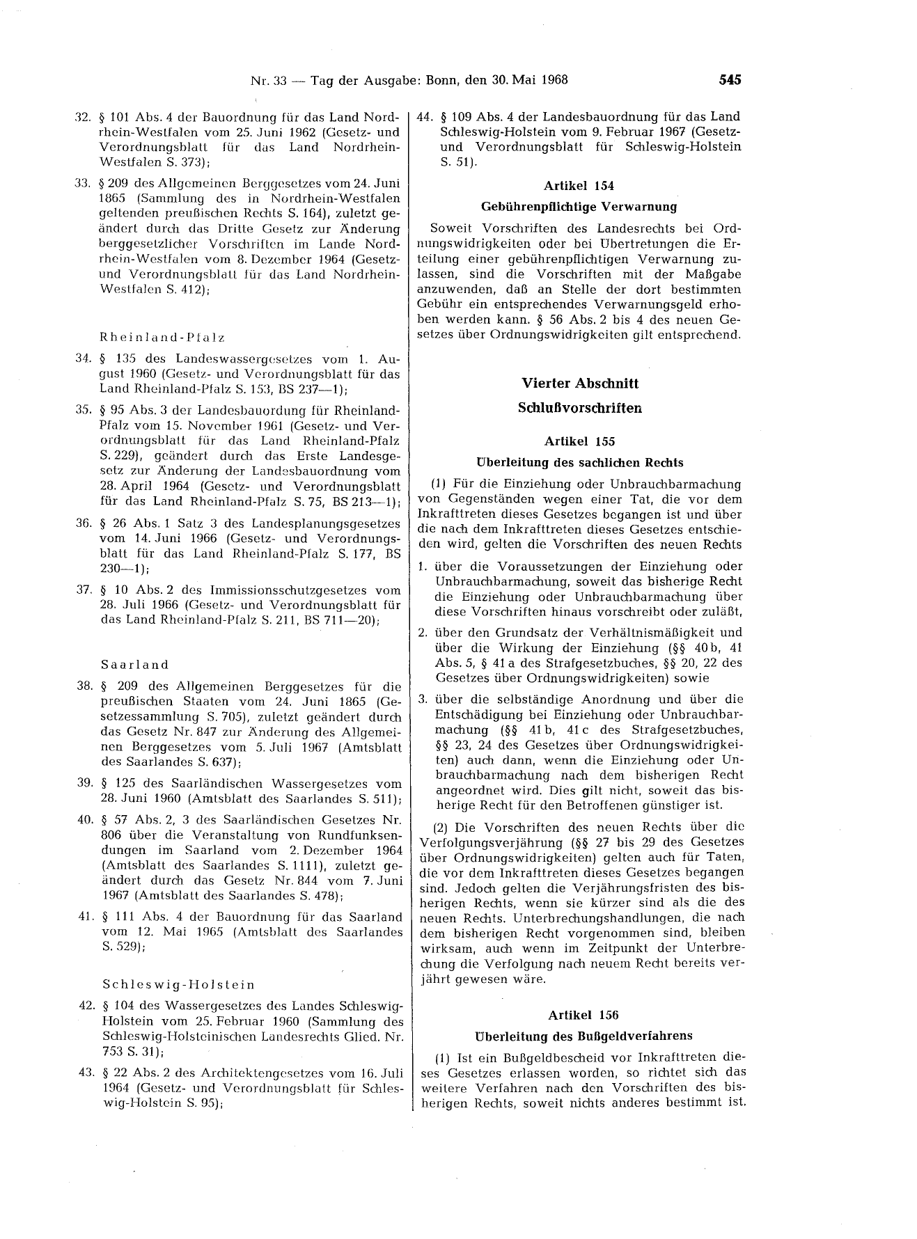 BGBl. 1968, Seite 545 — Originalseite als Abbildung
